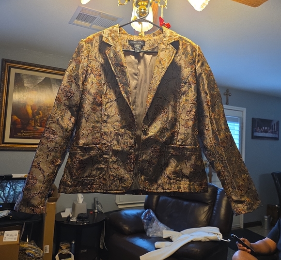 New York & Company Jackets & Blazers - New York & Company Black Label with Multicolor Jacquard Detail